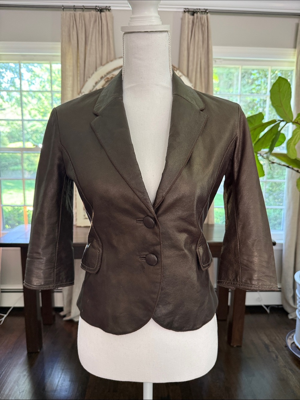 Vintage Leather Blazer Jacket w/3/4 sleeves. Totally original West Village NYC!